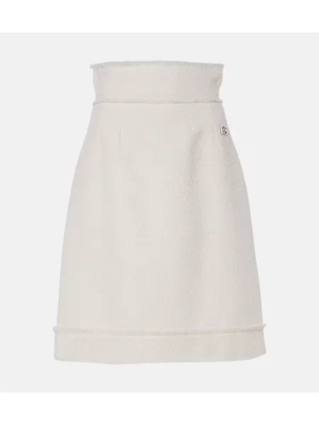 Spódnica midi Dolce&gabbana z wysoką talią wełniana do kolan biała