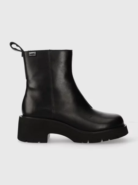 Camper cizme de piele Milah femei cu platforma negru