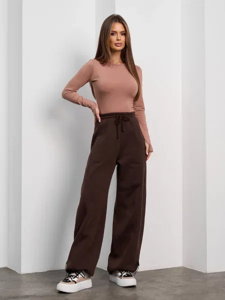 Штани повсякденні ISSA Plus темно-коричневий комбінований верх коричневі