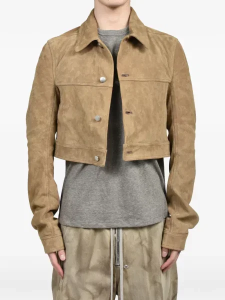 Decupat geacă Rick Owens din piele de căprioară maro