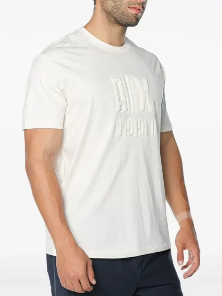Marškinėliai Armani Exchange apvaliu kaklu su autografu balta