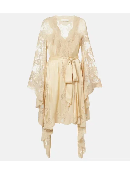 Rochie midi Zimmermann de mătase drapată până la genunchi alb