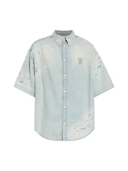 Koszulka Acne Studios retro niebieska