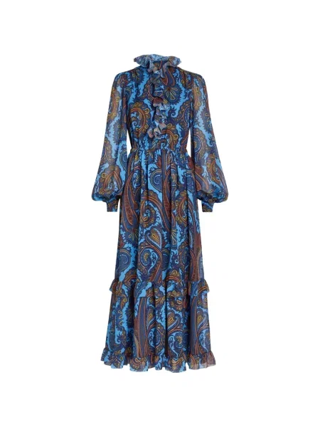 Rochie maxi Etro cu imagine cu model paisley albastru
