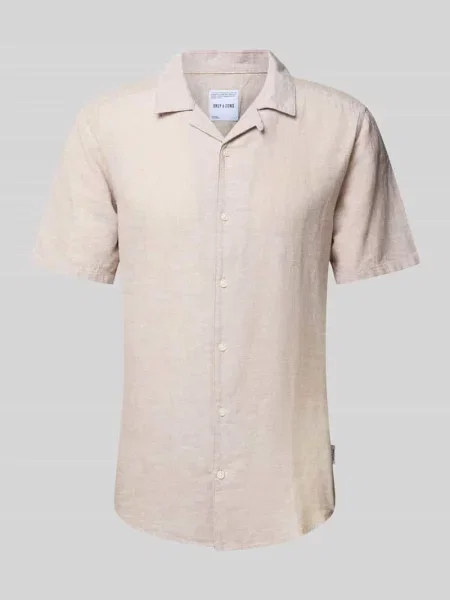 Koszula casualowa z kołnierzem z połami model ‘CAIDEN’ Only & Sons beżowa