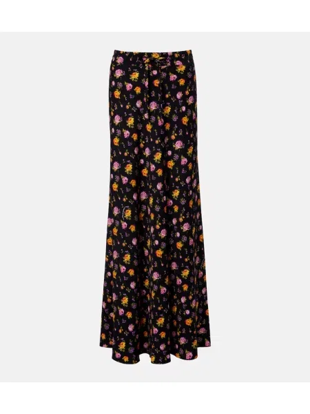 Jedwabna maksi spódnica maxi Dolce&gabbana w kwiatki czarna