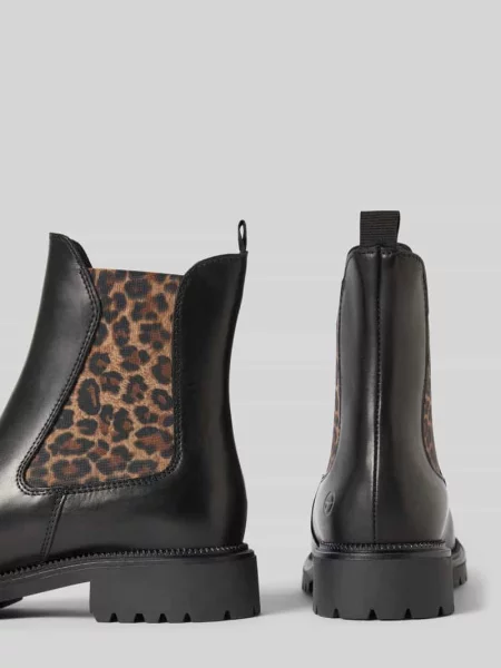 Buty chelsea z naturalnej skóry bydlęcej Tamaris czarne