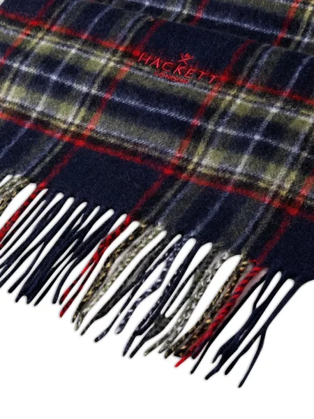 Fular Hackett London cu broderie în carouri verde