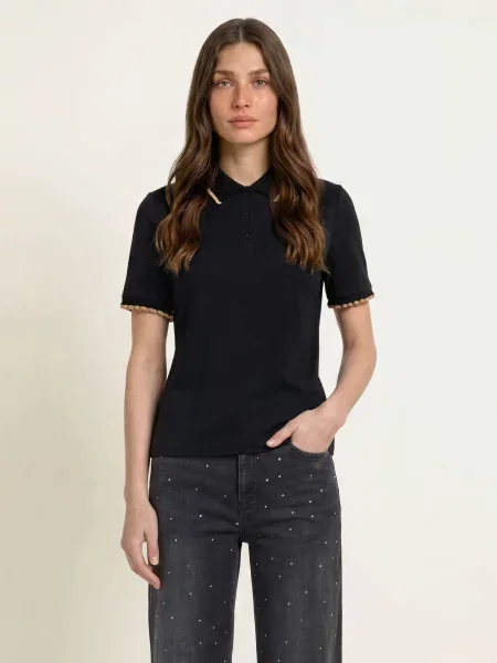 Marc Cain Žerzejová Polokošile S Volánky black new černé