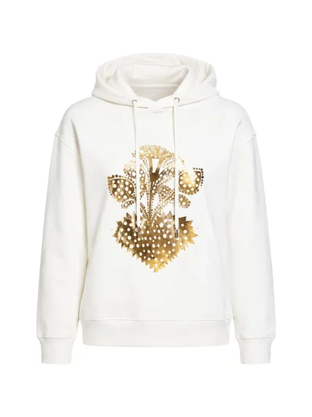 Hanorac cu glugă Cynthia Rowley cu motiv cu inimi alb