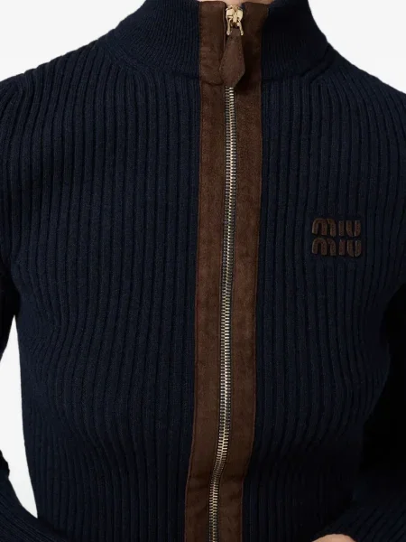 Cardigan Miu Miu din piele albastru