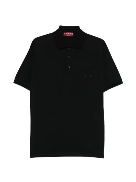 Tricou polo Gucci cu broderie negru