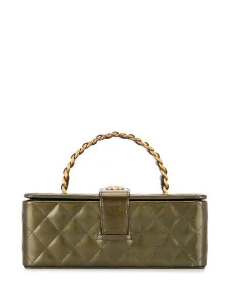 Prošívaná diamant kabelka Chanel Pre-owned zelená