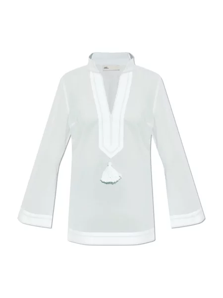 Bluzka Tory Burch z rozcieciem niebieska