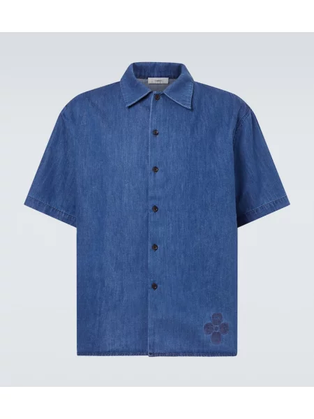 Риза Commas бродирана синьо