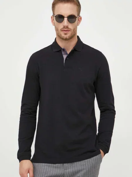 Barbour majica z dolgimi rokavi črna