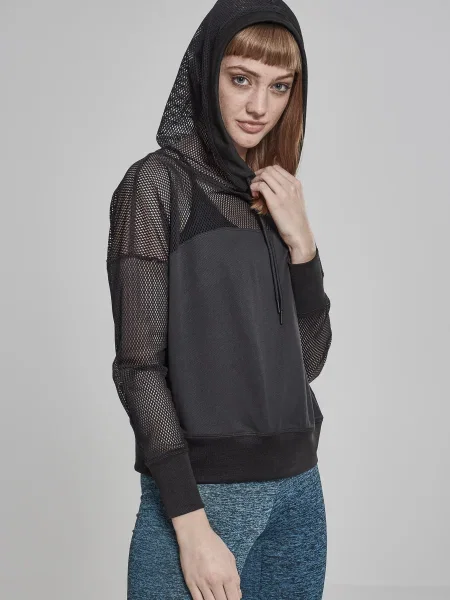 Bluza z kapturem Urban Classics z siateczki czarna
