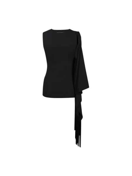 Top Mm6 Maison Margiela elegancki z frędzli czarny