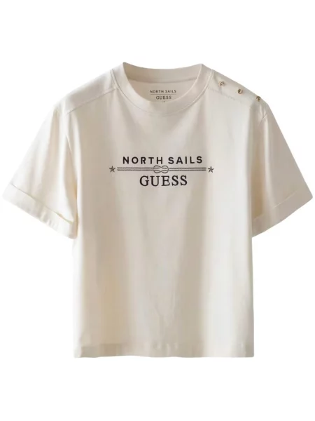 Tricou Guess cu autograf alb