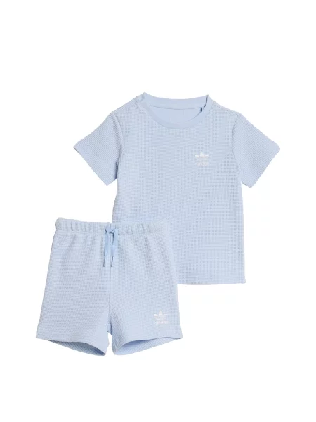 ADIDAS ORIGINALS Σετ REGULAR WAFFLE SHORT T-SHIRT γαλάζιο λευκό