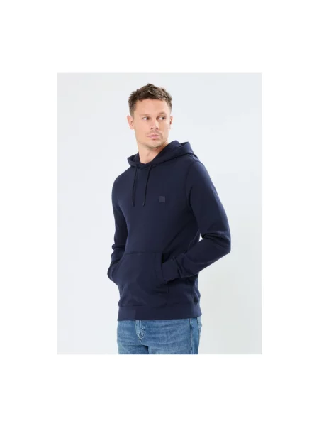 Bluza z kapturem Boss z kapturem z logo niebieska