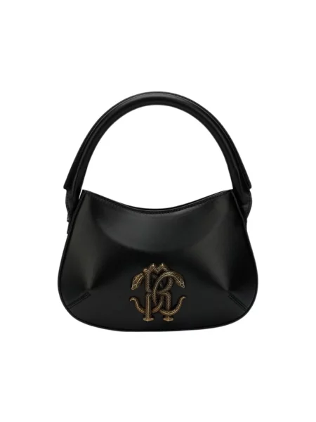 Torebka Roberto Cavalli skórzana z logo czarna