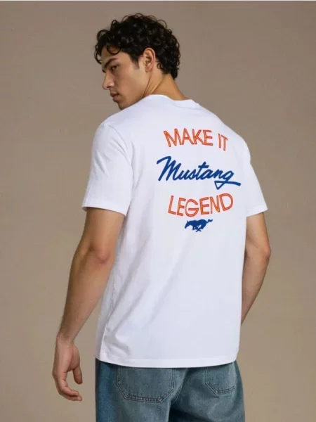 Sinsay koszulka z nadrukiem na plecach Ford biały