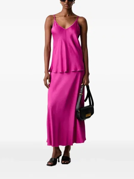 Fusta maxi Haveone din satin roz