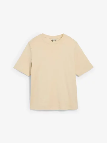 T-shirt z grubej bawełny organicznej beżowa