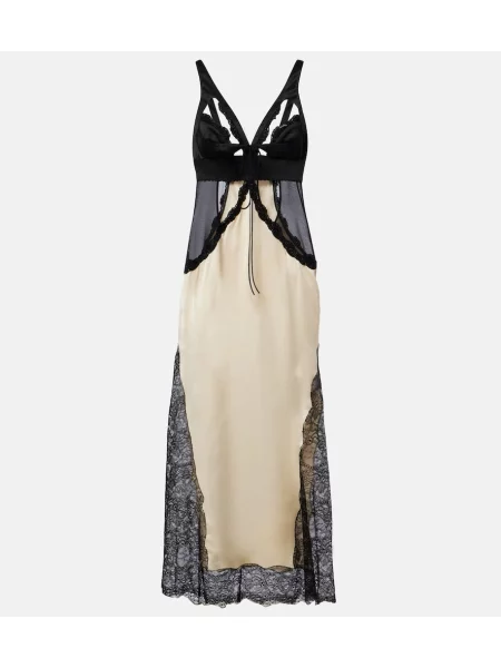 Rochie midi The Attico din satin negru