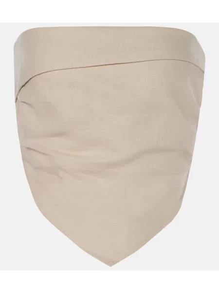 Lniany top Faithfull bez ramiączek beżowy