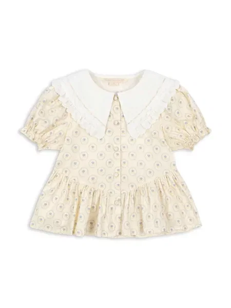 Konges Sløjd Dětská halenka COEUR COLLAR SHIRT GOTS béžová