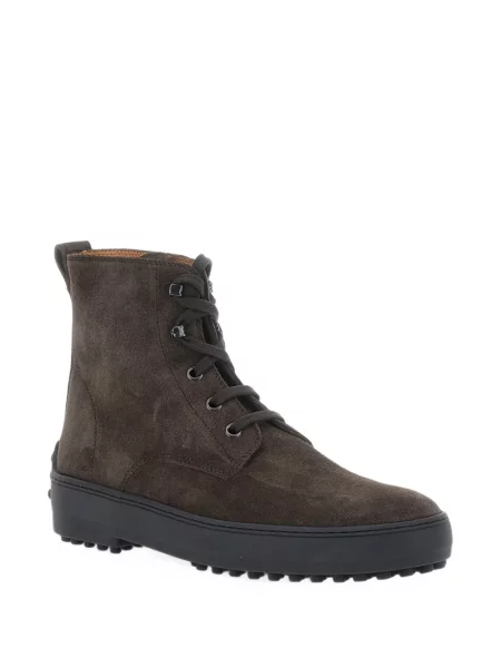Botine Tod's cu șireturi din piele de căprioară maro