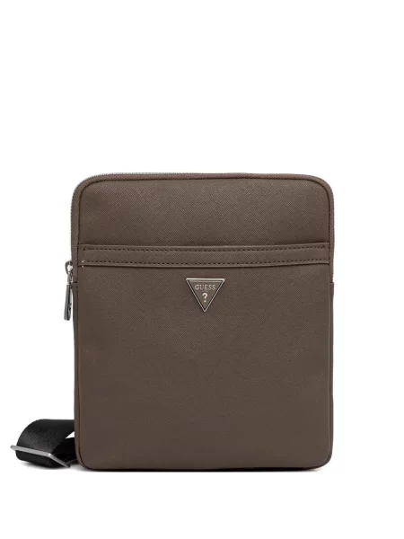 Geantă crossbody Guess cu autograf maro