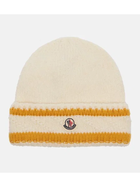 Căciulă Moncler de lână cu dungi bej