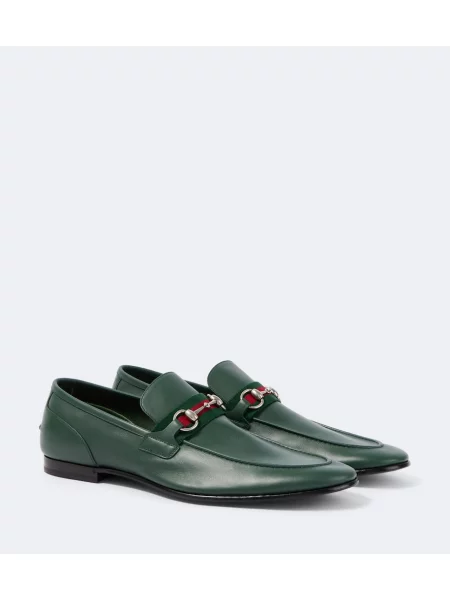 Pantofi loafer Gucci din piele verde
