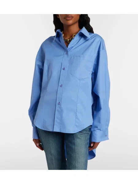 Asimetrična srajca Balenciaga poplin modra