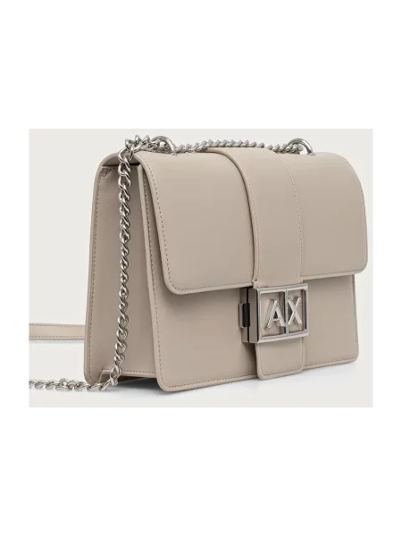 Armani Exchange torebka crossbody z imitacji skóry beżowa