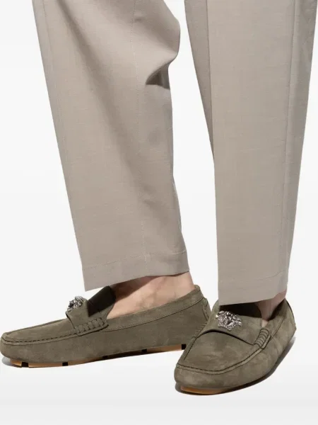 Pantofi loafer Versace din piele de căprioară verde