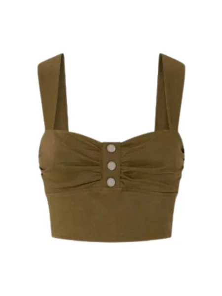 Lniany top Pinko zielony