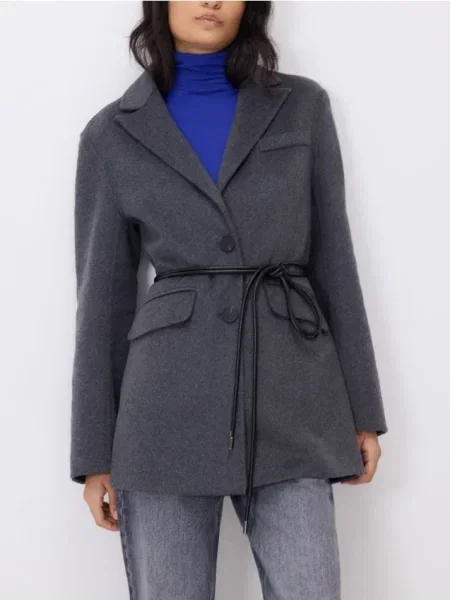 Reserved Блейзер oversize з додаванням вовни темно-сірий сірий