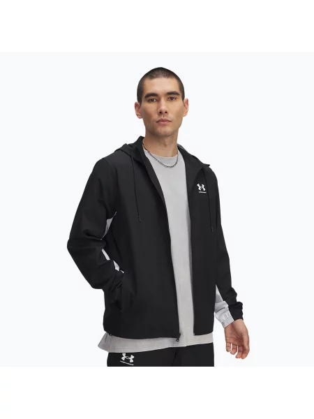 Bunda Under Armour Rival Woven Windbreaker black/black/white bílá