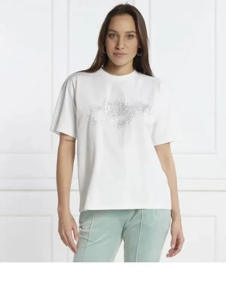 Juicy Couture Tricou BOYFRIEND SCATTER DIAMANTE alb