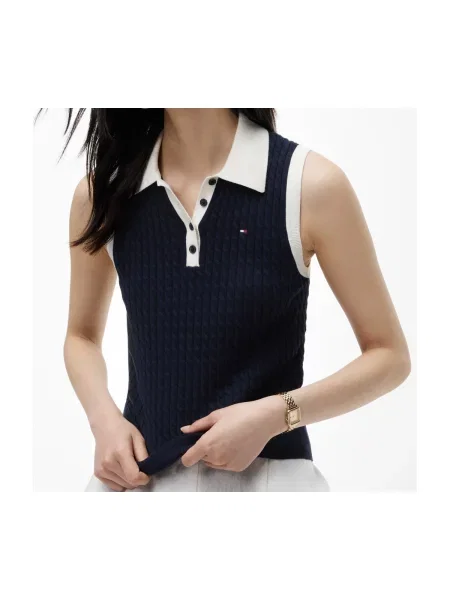 Tricou Tommy Hilfiger fără mâneci albastru