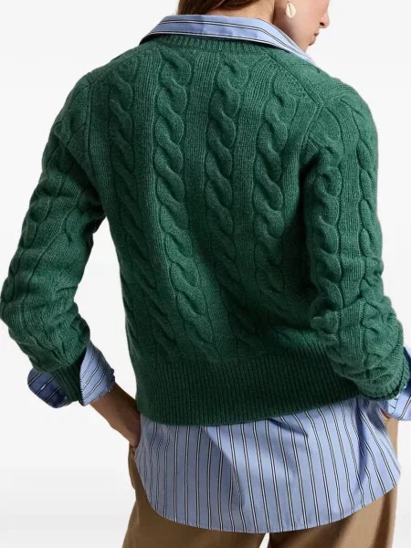 Велурена чанта Polo Ralph Lauren бродирана зелено