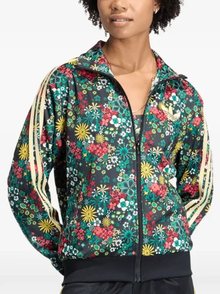 Geacă Adidas cu model floral cu imagine alergare negru