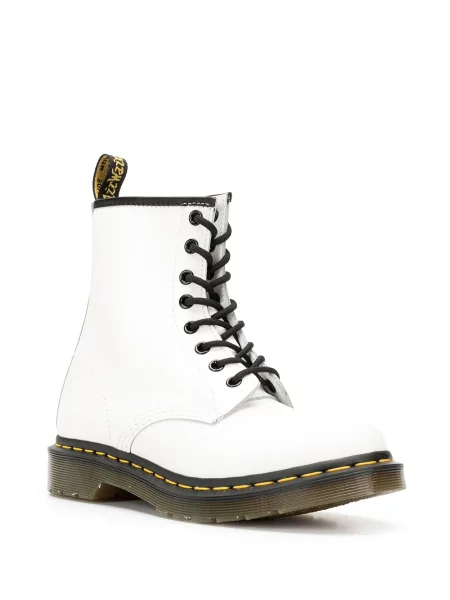 Cizme scurte Dr. Martens cu șireturi din dantelă alb