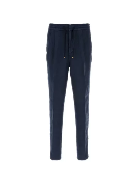 Kalhoty Brunello Cucinelli se stahovací šňůrkou modré
