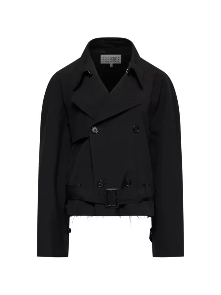 Cu centură geacă Mm6 Maison Margiela de lână negru