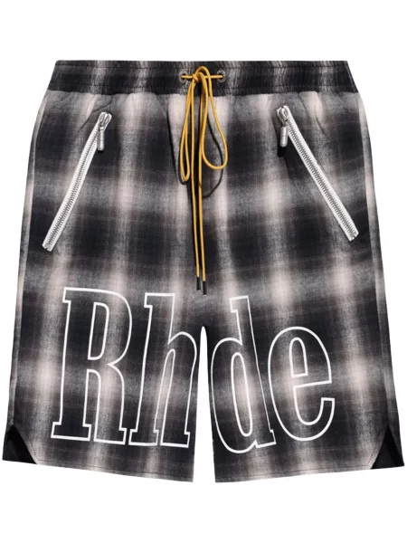 Pantaloni scurți Rhude în carouri cu imagine negru